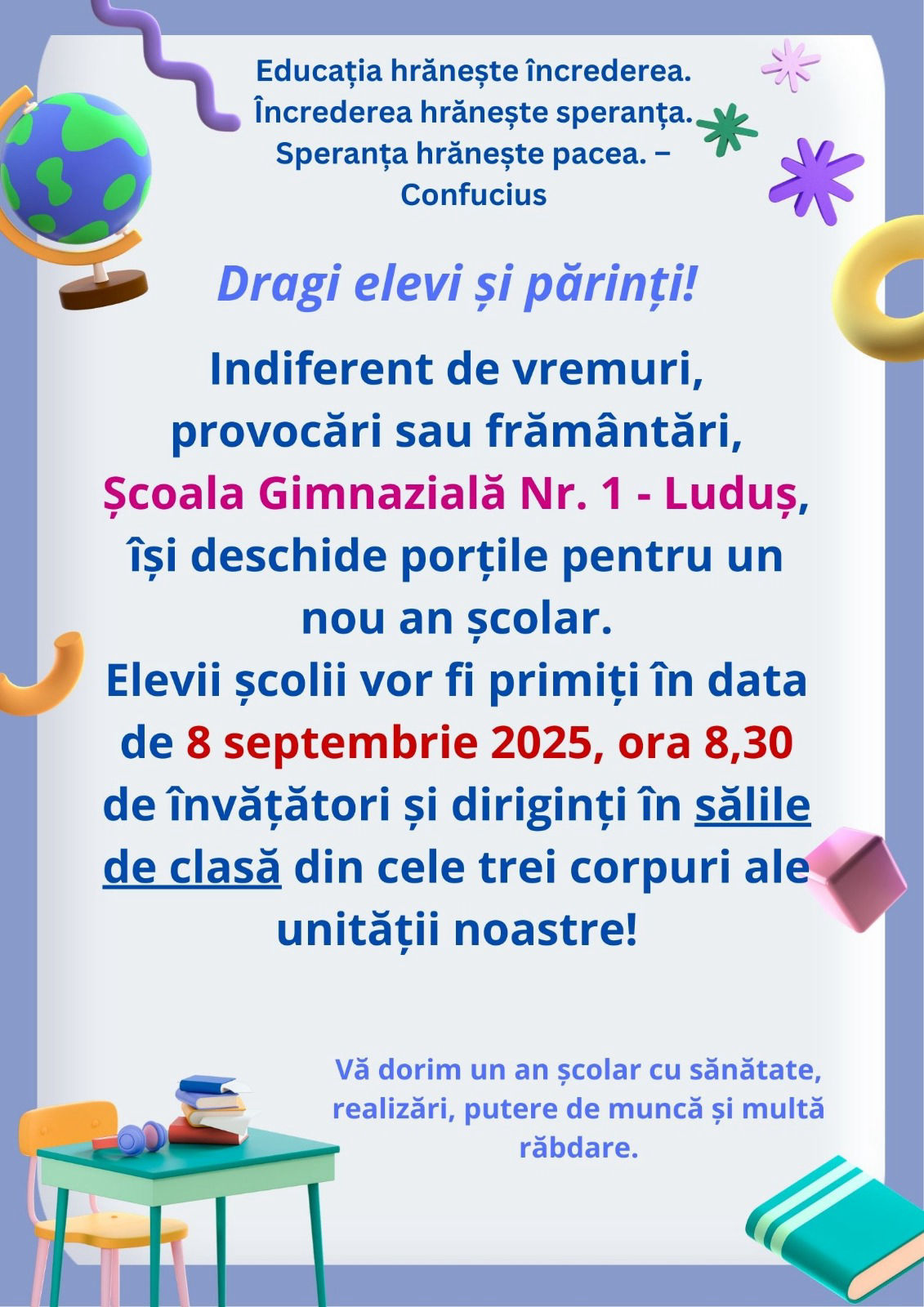 Inceput de an scolar 2025-2026